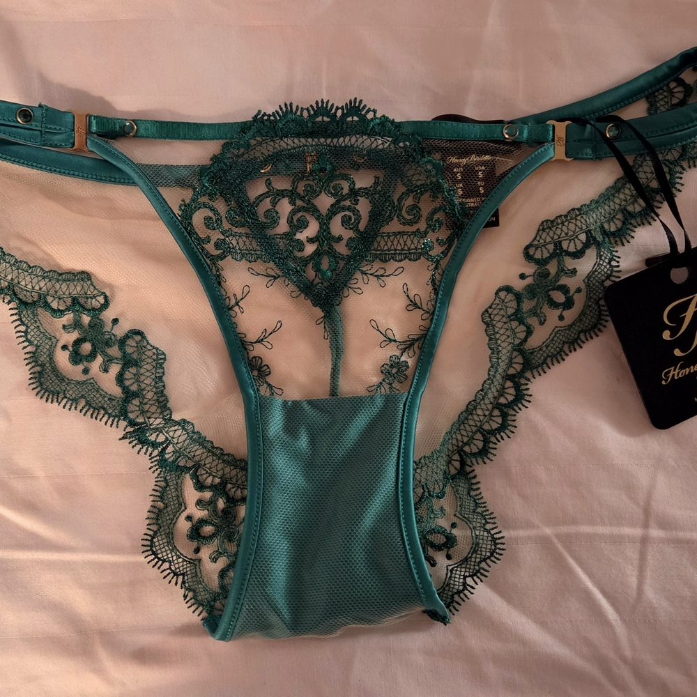 Honey Birdette Gabrielle Emerald Lace Panties Size Small
